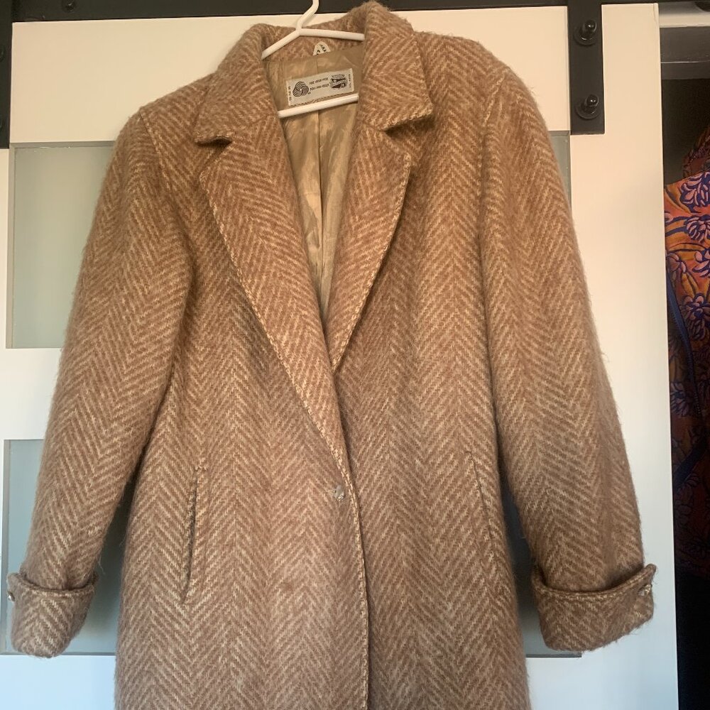 Vintage Cream herringbone jacket 100% virgin wool sz.14